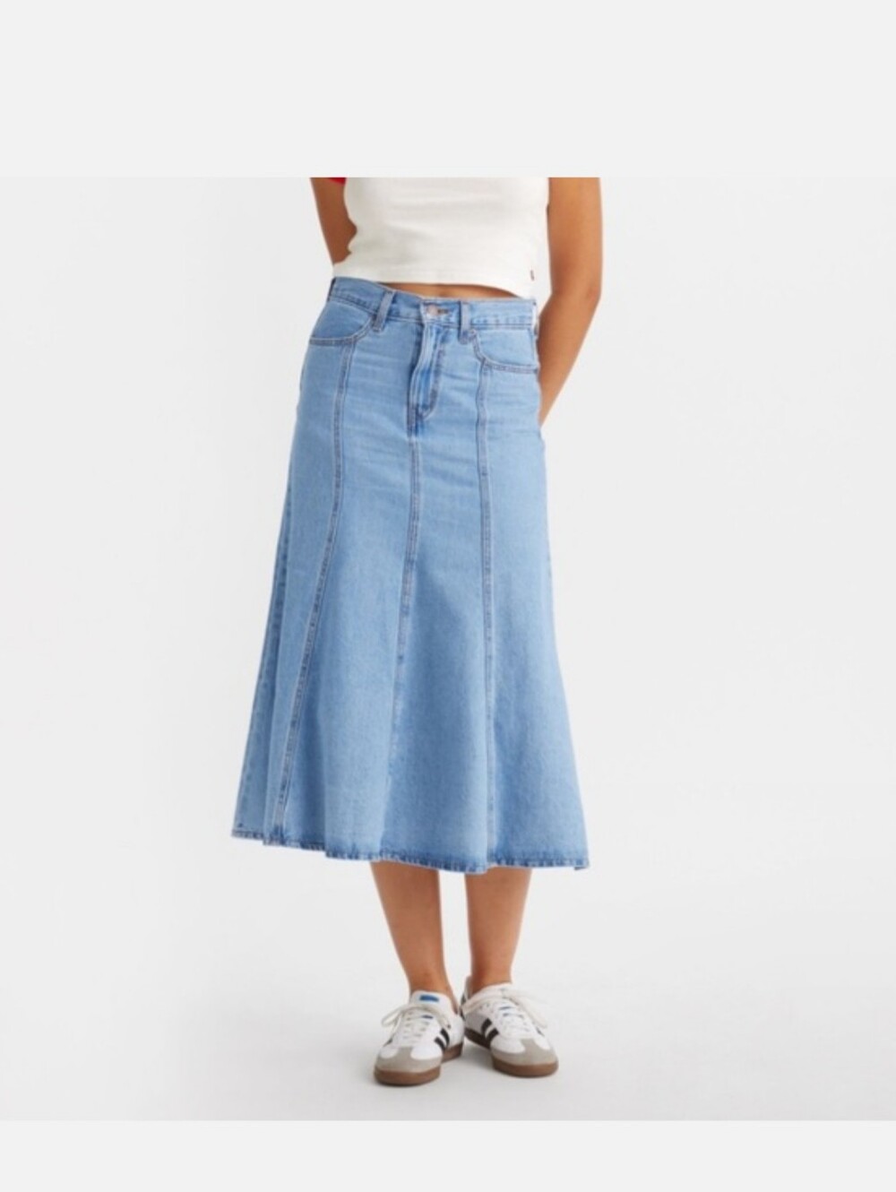 Levi's FIT N FLARE Denim A-Line Midi Skirt 32 Nwt